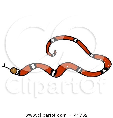 Clipart Illustration of a Sketched Red King Snake by Prawny