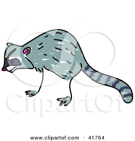 Clipart Illustration of a Sketched Gray Raccoon by Prawny