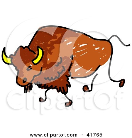 Clipart Illustration of a Sketched Buffalo by Prawny