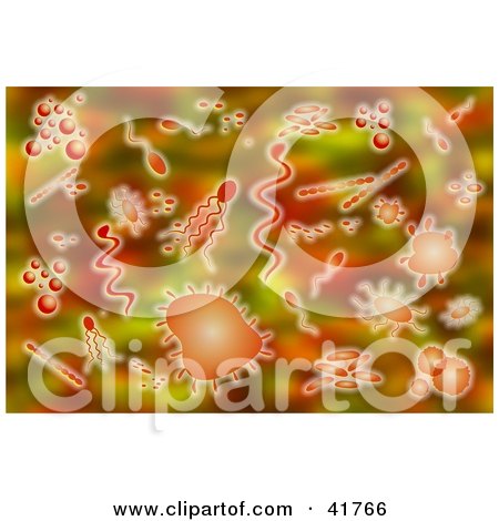 Clipart Illustration of a Background Of Red And Orange Bacteria by Prawny