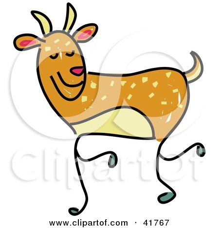 Clipart Illustration of a Sketched Happy Deer by Prawny