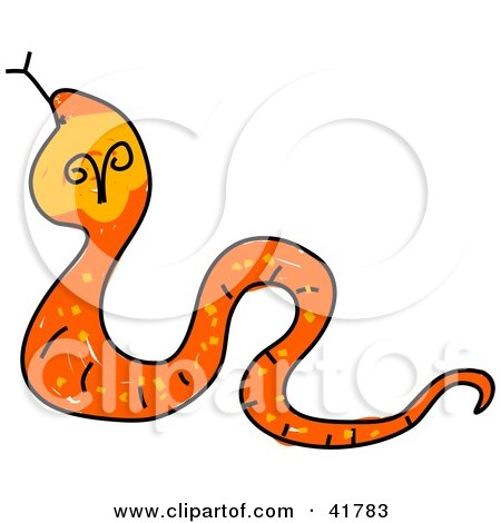 Clipart Illustration of a Sketched Cobra Snake by Prawny