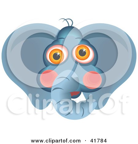 Clipart Illustration of a Curious Elephant Face by Prawny