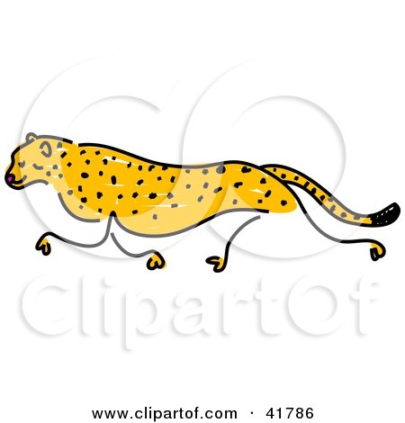Clipart Illustration of a Sketched Cheetah Running by Prawny