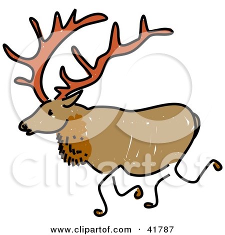 Clipart Illustration of a Sketched Elk by Prawny