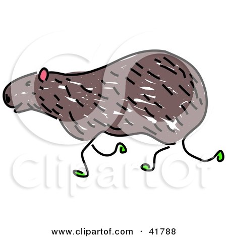 Clipart Illustration of a Sketched Capybara by Prawny
