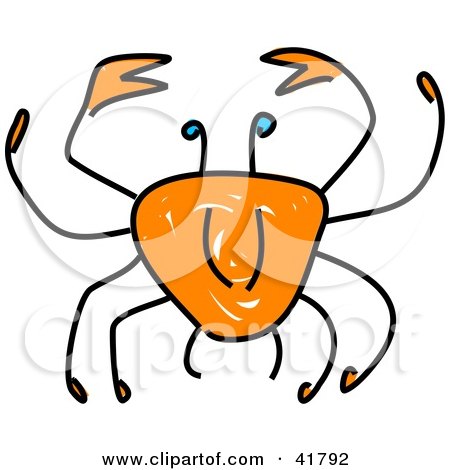Clipart Illustration of a Sketched Orange Crab by Prawny