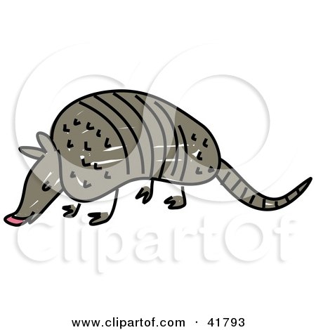 Clipart Illustration of a Sketched Gray Armadillo by Prawny