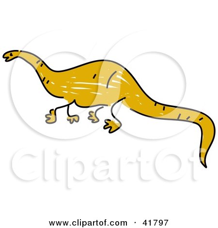Clipart Illustration of a Sketched Brontosaurus by Prawny