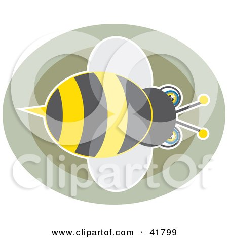 Clipart Illustration of a Bumble Bee Over Brown Circles by Prawny