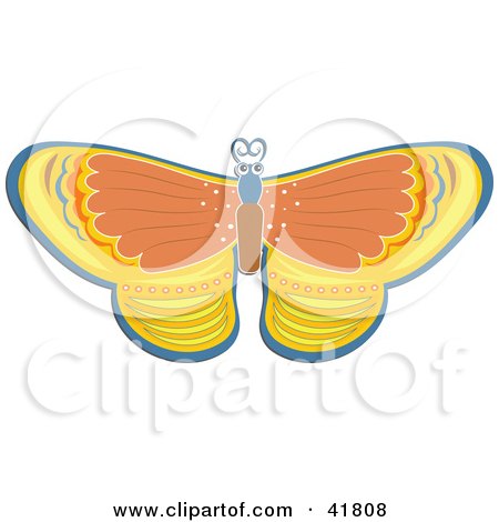 Clipart Illustration of a Spanned Orange And Yellow Butterfly by Prawny