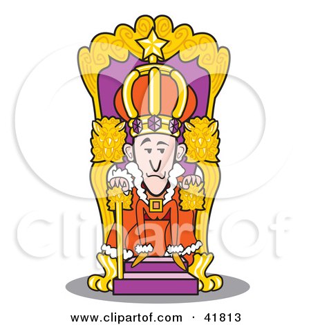 Clipart Illustration of a Royal King Seated at His Throne by Andy Nortnik