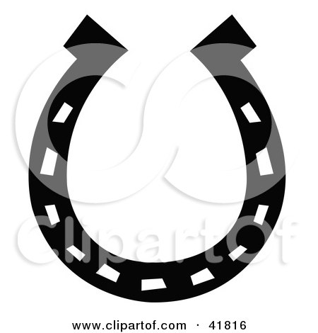 Clipart Illustration of a Black Lucky Horse Shoe by Andy Nortnik