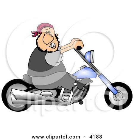 Tough Man Riding a Chopper Bike Clipart by djart