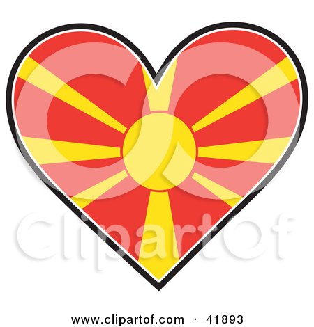 Clipart Illustration of a Heart Shaped Macedonia Flag With The Sun by Maria Bell