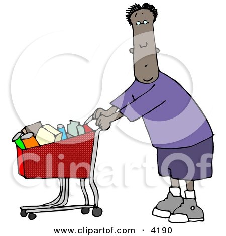 Ethnic Man Grocery Shopping at His Local Food Store Clipart by djart