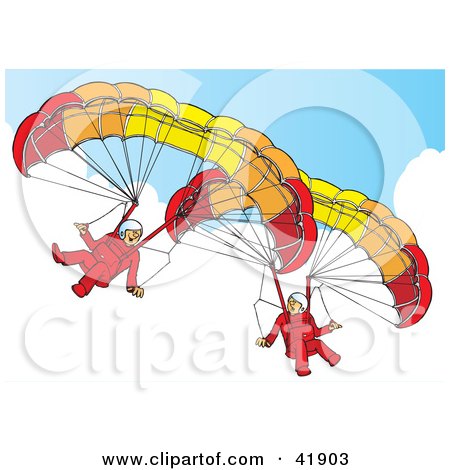 Clipart Illustration of Two Paragliders In The Sky by Snowy