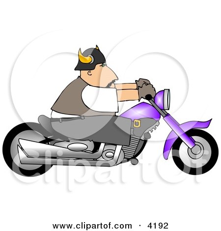 Biker Riding a Purple Motorcycle Clipart by djart