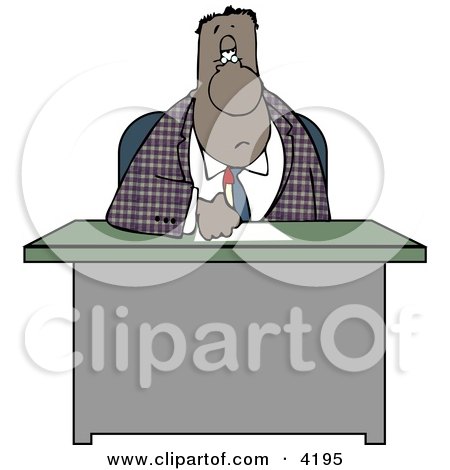 Ethnic Businessman Writing On Papers at His Office Desk Clipart by djart