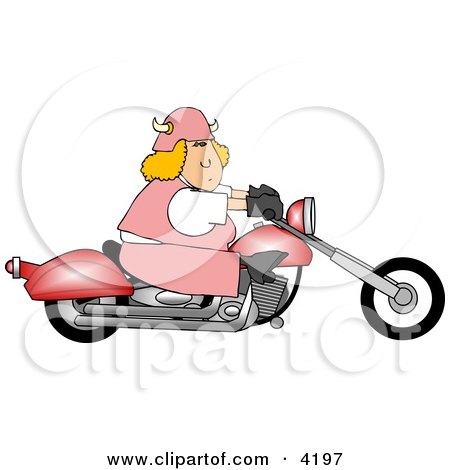 Female Biker Riding a Motorcycle Clipart by djart
