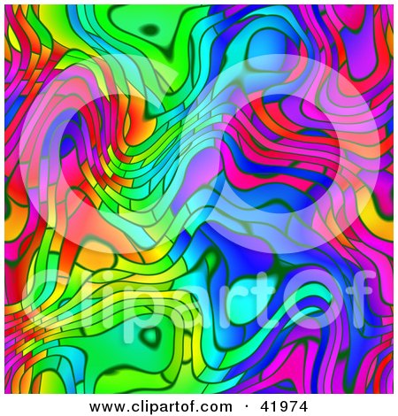 Clipart Illustration of an Abstract Funky Rainbow Background by Arena Creative
