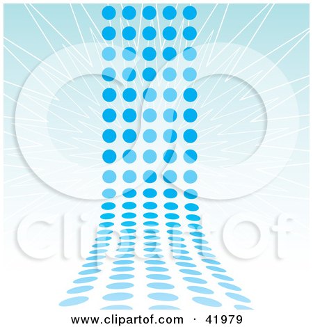 Clipart Illustration of a Blue Path Of Dots Leading Away And Up On A Blue Background by Arena Creative