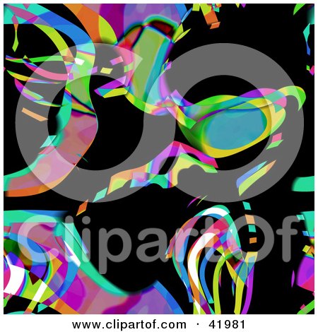 Clipart Illustration of an Abstract Colorful Rainbow Background On Black by Arena Creative
