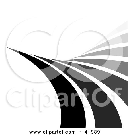Clipart Illustration of a White Background With A Curving Wave Of Black And Gray Lines by Arena Creative