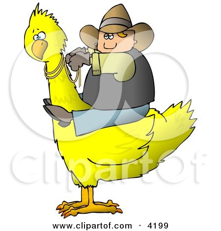 Cowboy Riding a Big Yellow Bird Clipart by djart