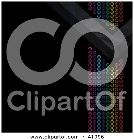 Clipart Illustration of Rainbow Colored Circles With An Arrow Along The Right Border Of A Black Background by Arena Creative
