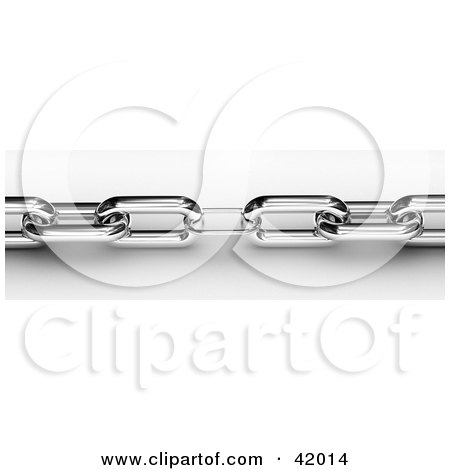 Clipart Illustration of a 3d Chrome Chain With One Small Link In The Center by stockillustrations