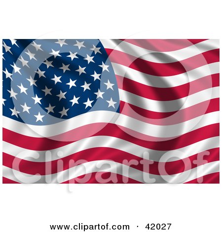 Clipart Illustration of a Waving American Flag by stockillustrations