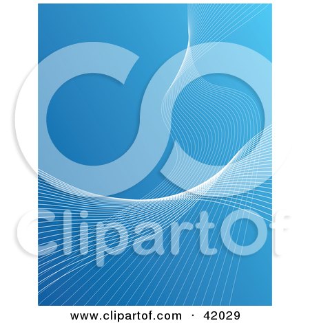 Clipart Illustration of Waves Of White Wires On Blue by stockillustrations