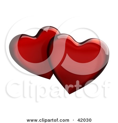 Clipart Illustration of Two Glass Hearts Overlapping by stockillustrations