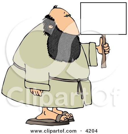 Fat Bearded Man Holding a Blank Sign Clipart by djart