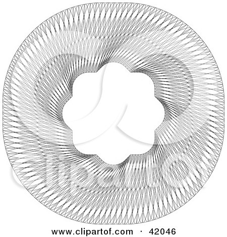 Clipart Illustration of an Intricate Circular Guilloche Pattern With Text Space In The Center by stockillustrations