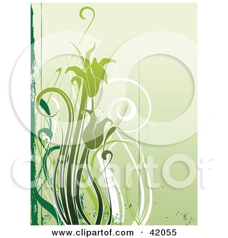 Clipart Illustration of a Grunge Green Flower Background by L2studio