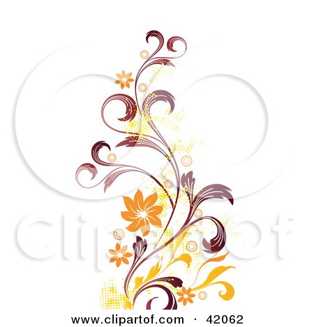 Clipart Illustration of a Grunge Red, Orange And Yellow Vine Background On White by L2studio