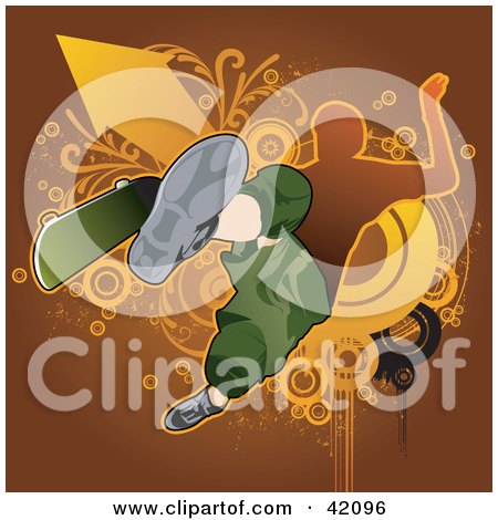 Clipart Illustration of an Extreme Skateboarder Catching Air by L2studio