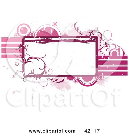 Clipart Illustration of a Blank Text Box Bordered In Pink Vines And Grunge by L2studio
