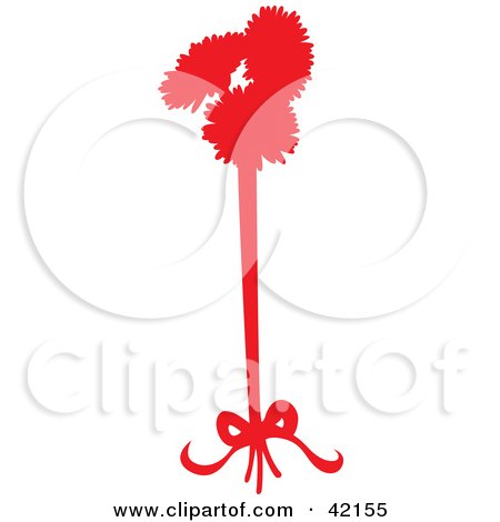Clipart Illustration of Three Red Silhouetted Flowers Tied With A Bow by Cherie Reve