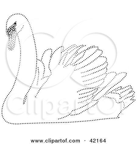Clipart Illustration of a Black Dotted Mute Swan Design by Cherie Reve
