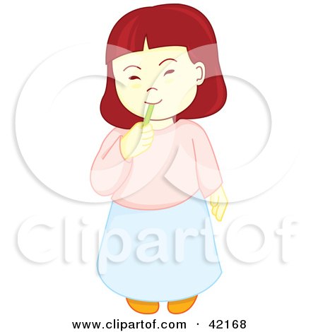 Clipart Illustration of a Little Girl Munching on Candy by Cherie Reve