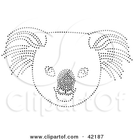 Clipart Illustration of a Black Dotted Koala Face Design by Cherie Reve