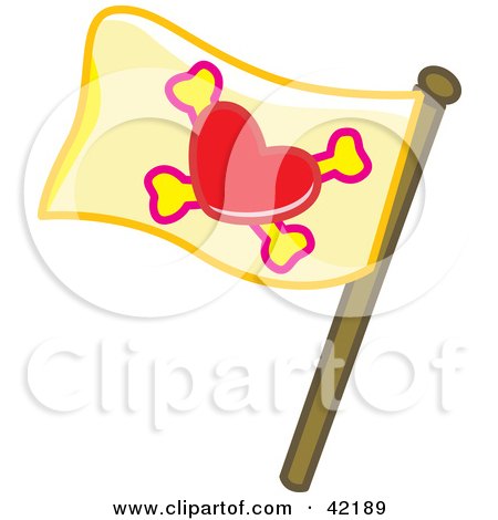 Clipart Illustration of a Heart And Cross Bone Pirate Flag by Cherie Reve