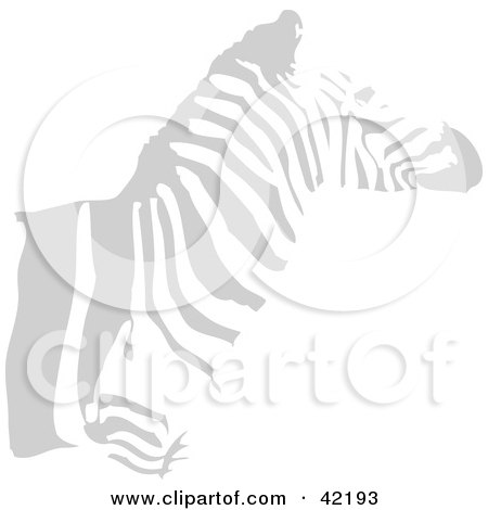 Clipart Illustration of a Faint Gray Zebra Profile by Cherie Reve