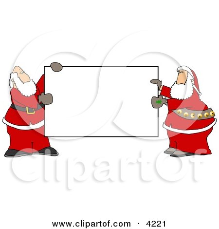Two Santa's Holding a Blank Sign Clipart by djart