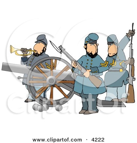 Union Soldier Armed with Rifles and a Canon Clipart by djart