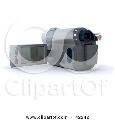 Clipart Illustration of a 3d Video Camera With The Screen Flipped Out by KJ Pargeter