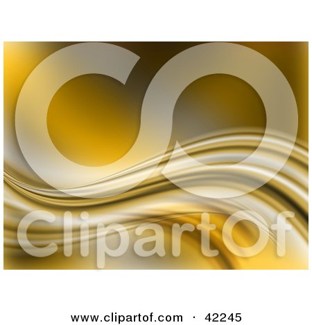 Clipart Illustration of a Golden Wave Swooshing Over A Yellow Background by KJ Pargeter